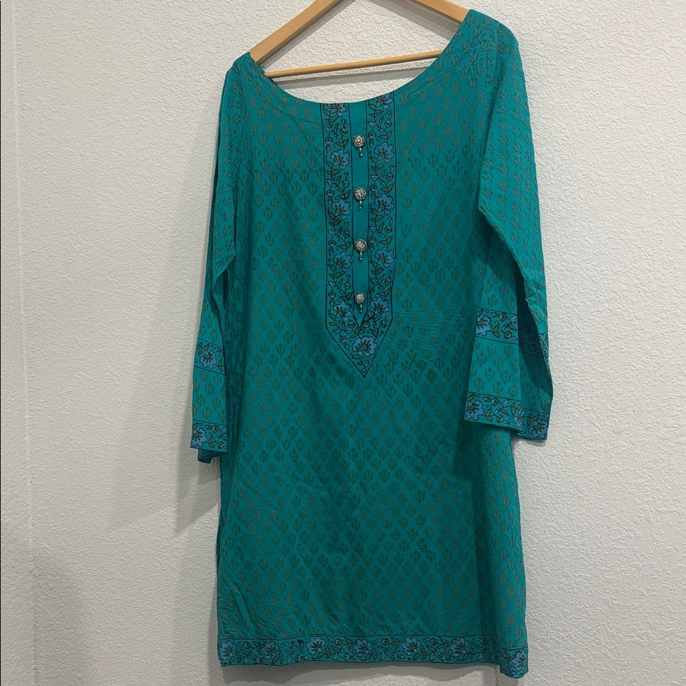 Teal Embroidered Women's Top